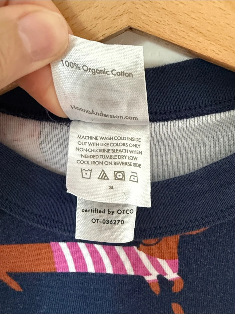 Hanna Andersson Dachshund Dog Organic Cotton Pajama Top Navy Size 6-7